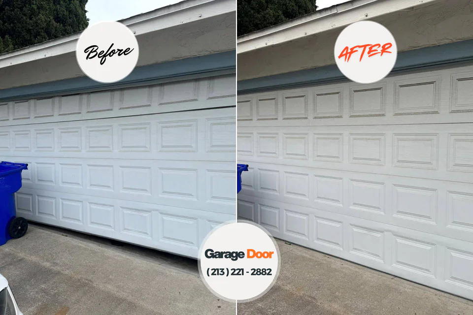 Before and after: garage door repair Brice Prairie, WI
